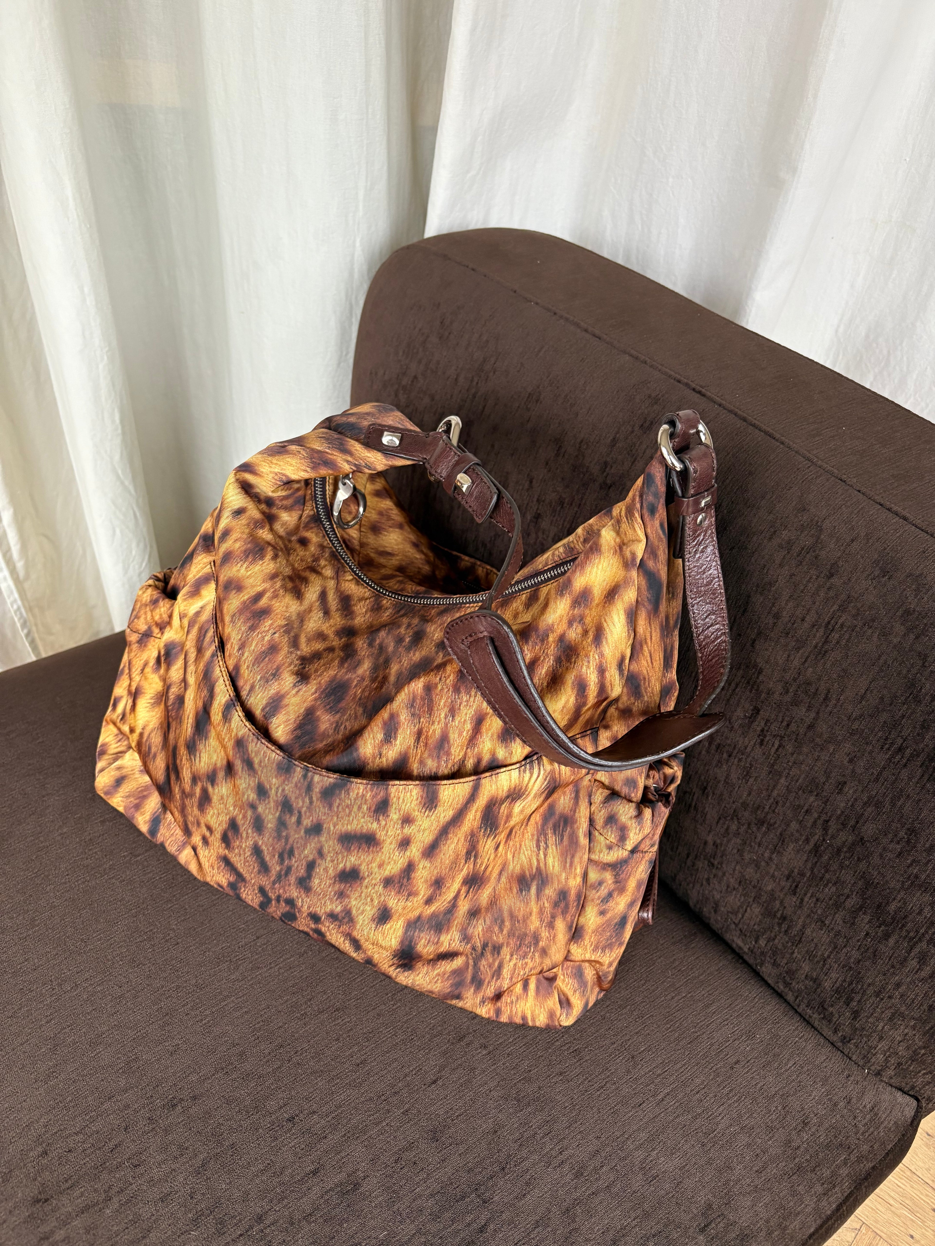 Francesco Biasia leopard fabric large bag