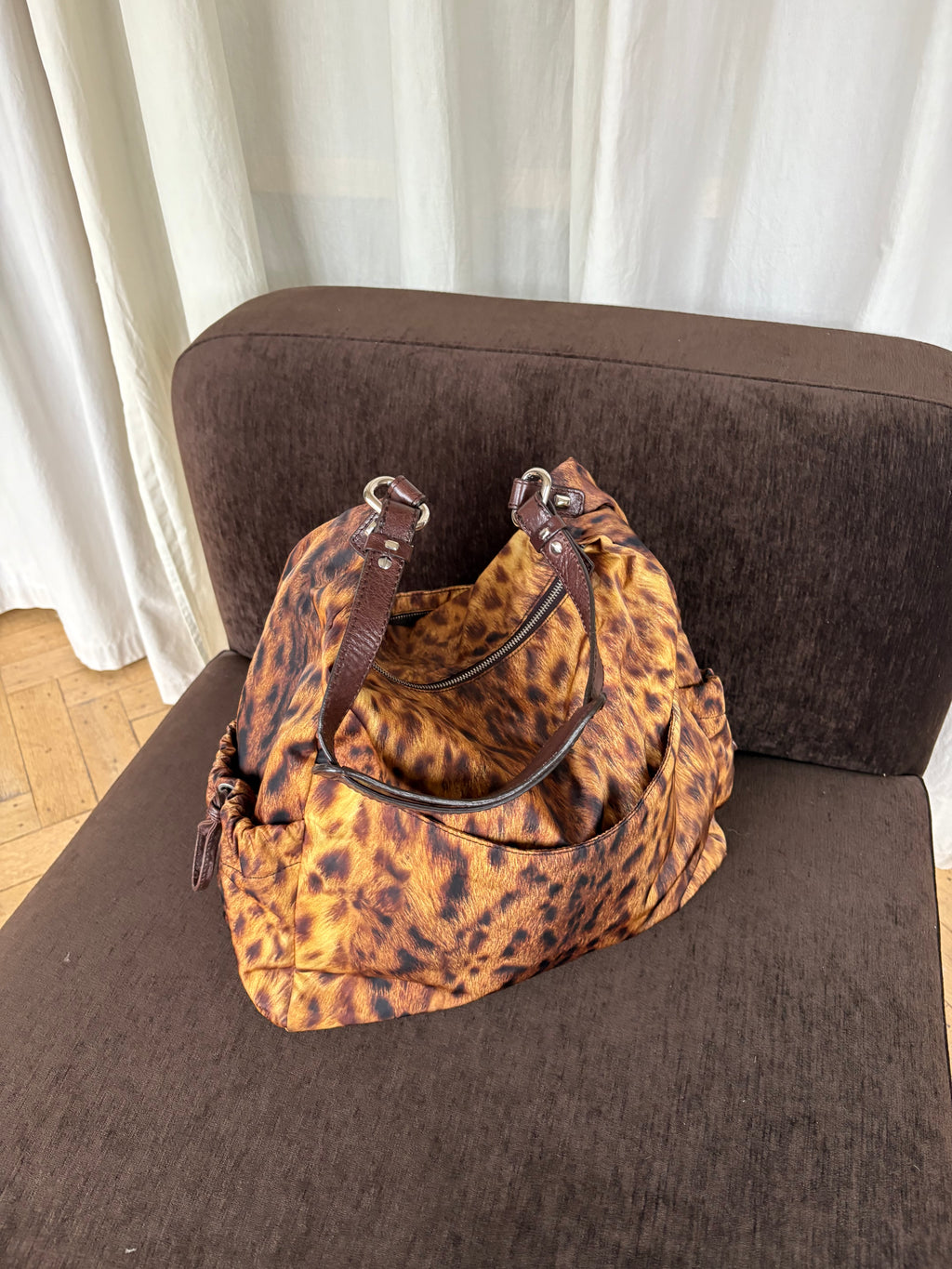 Francesco Biasia leopard fabric large bag