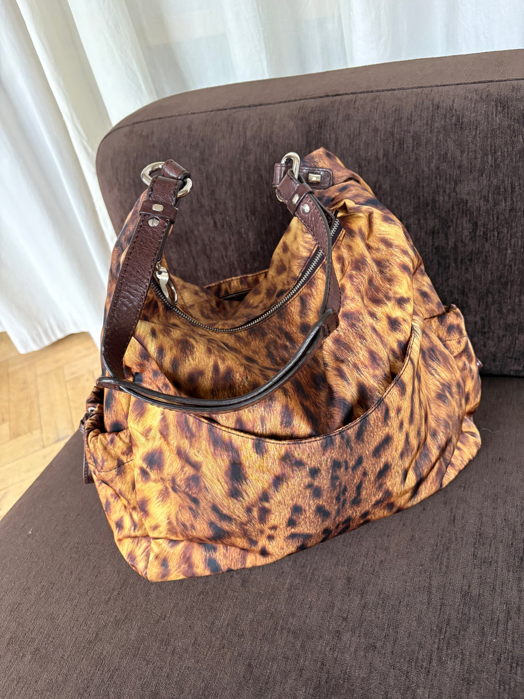 Francesco Biasia leopard fabric large bag