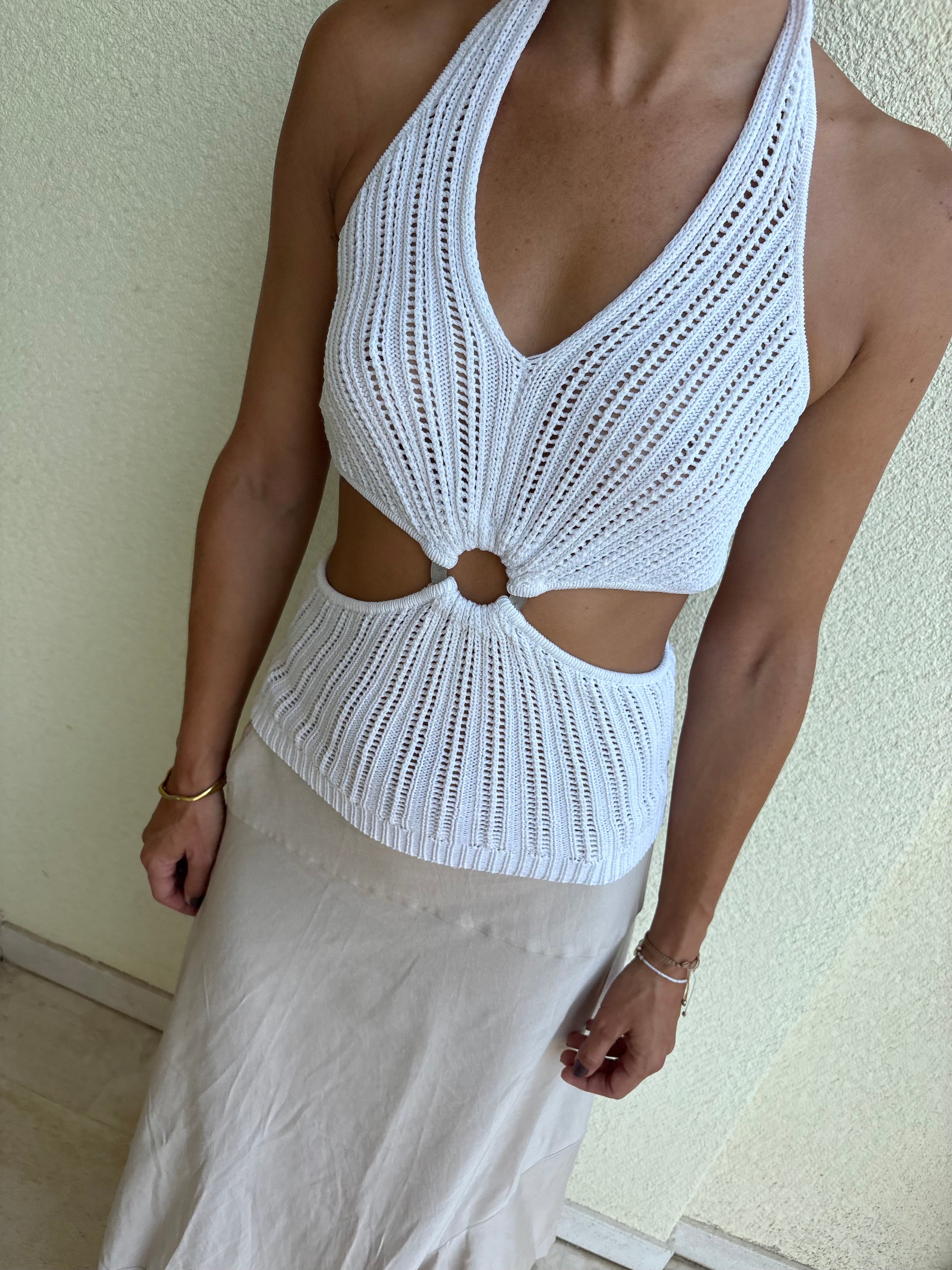 iBlues knitted knot halter top