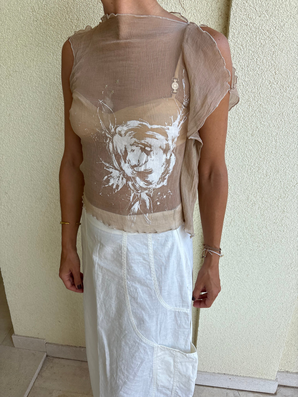 Silk chiffon sleeveless top