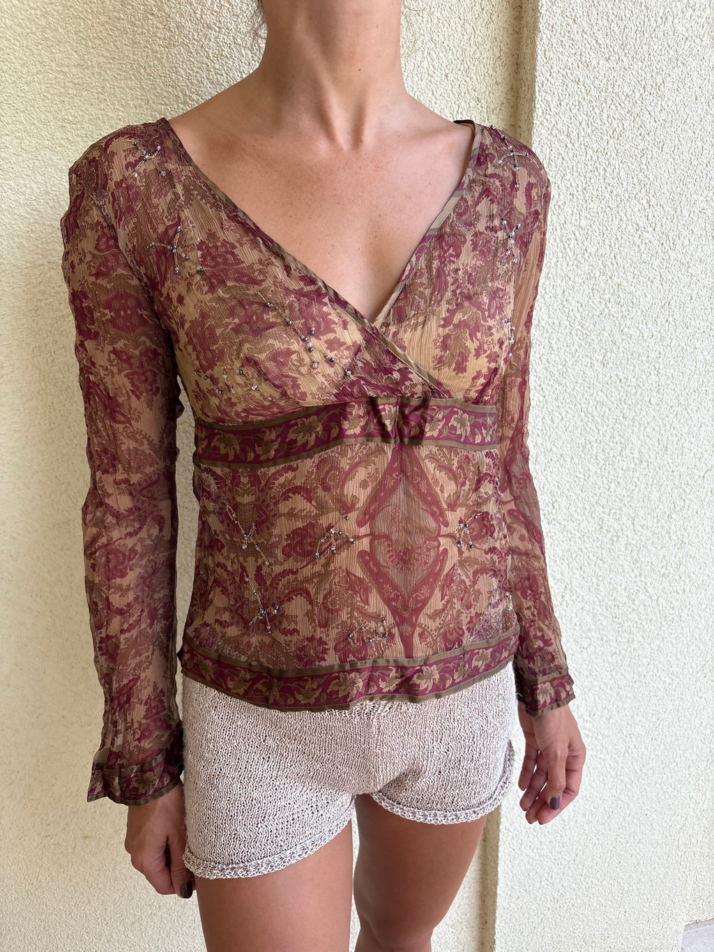 Silk embellished paisley tunic