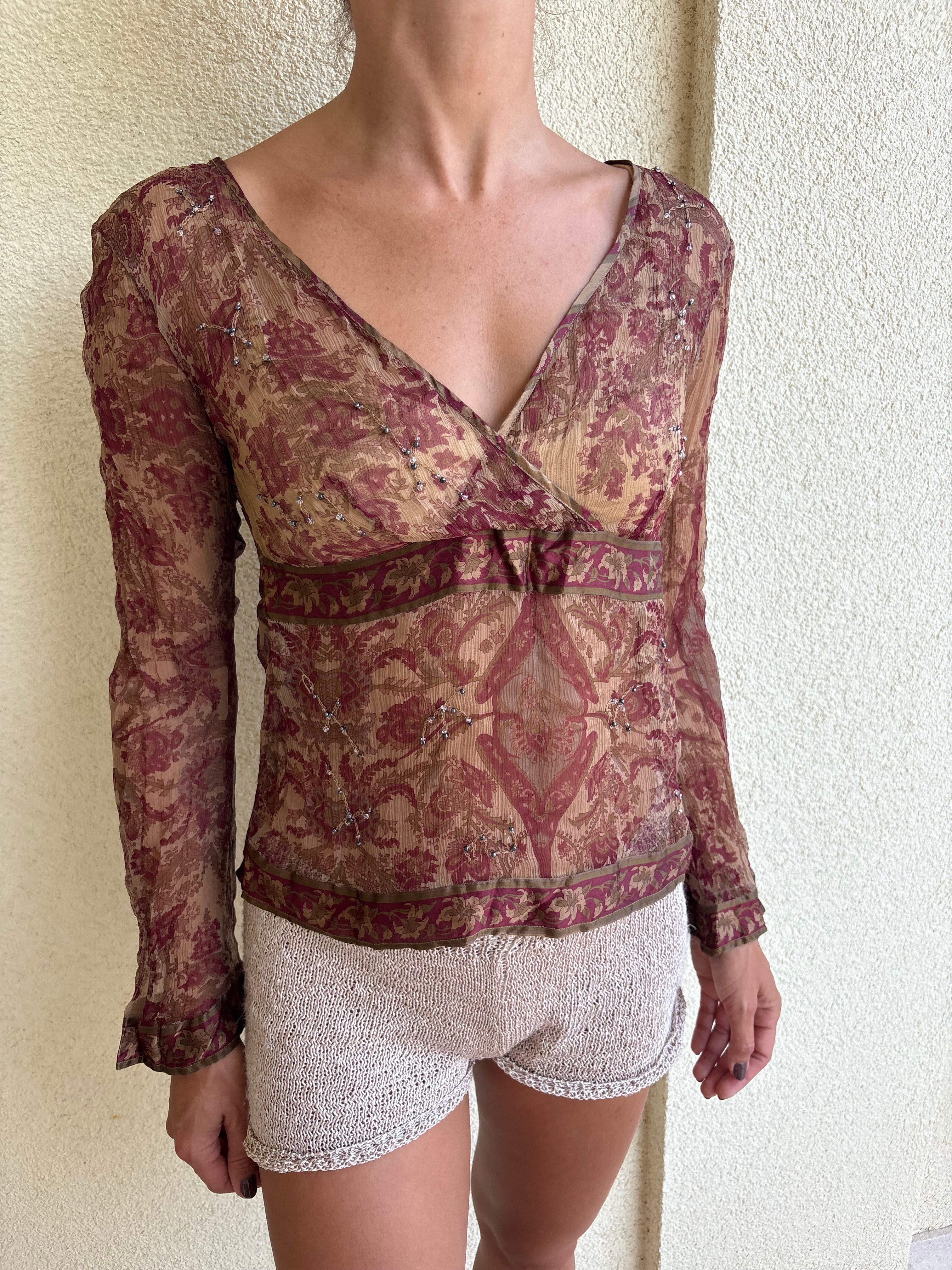 Silk embellished paisley tunic
