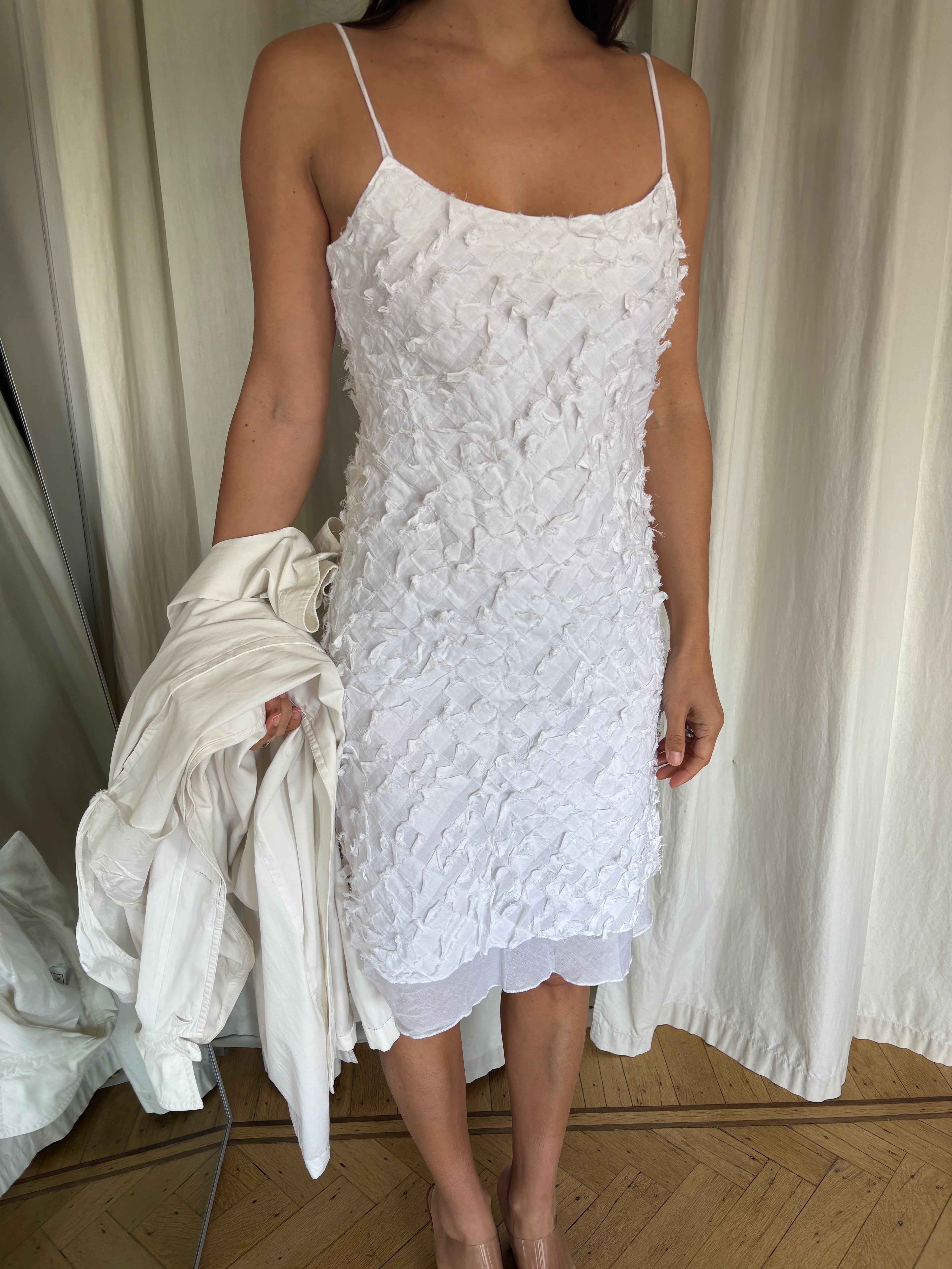 White cotton textured dress