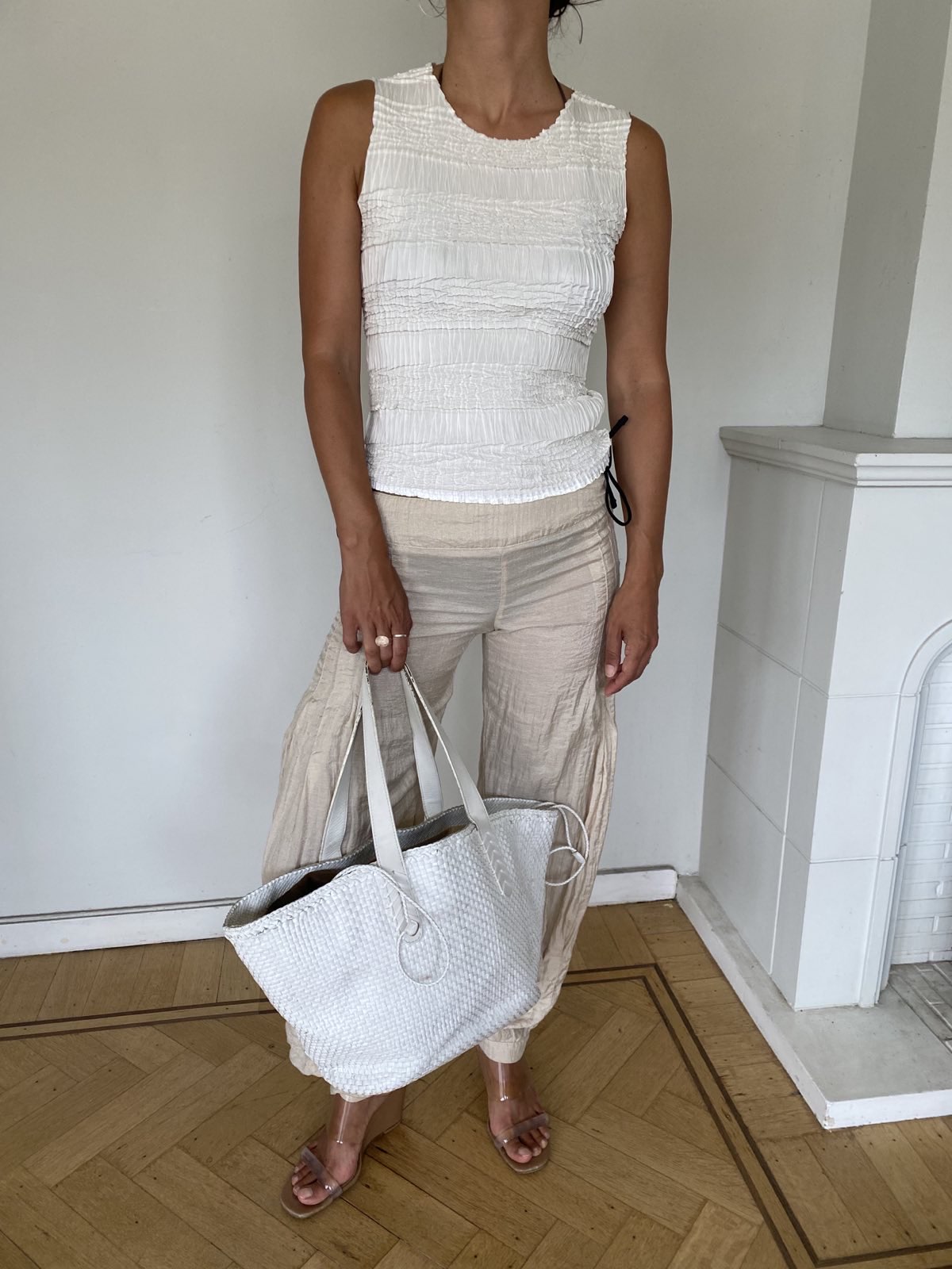 Large braided leather bag