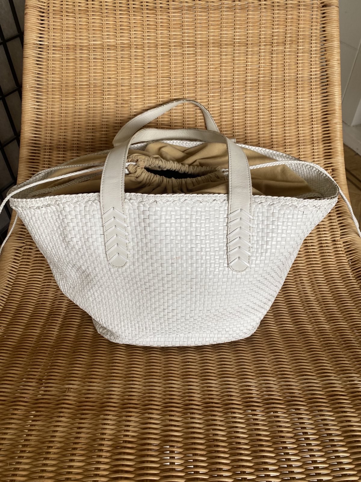Large braided leather bag