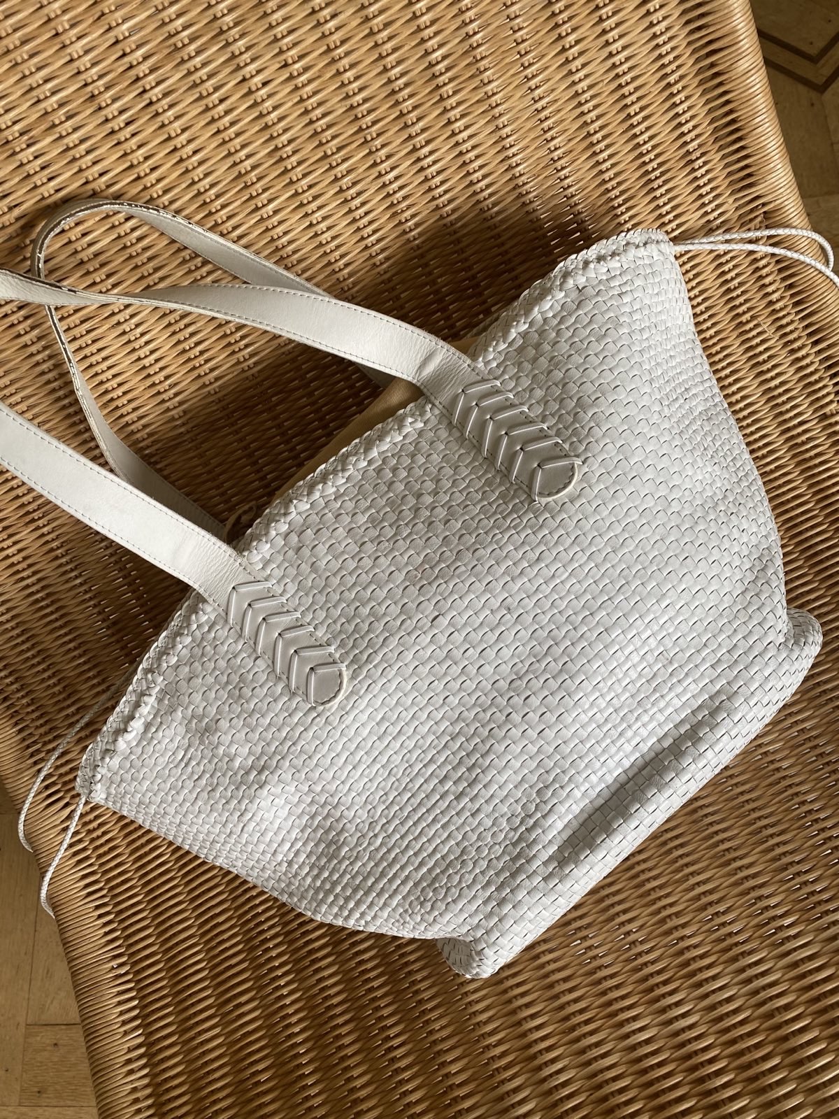 Large braided leather bag