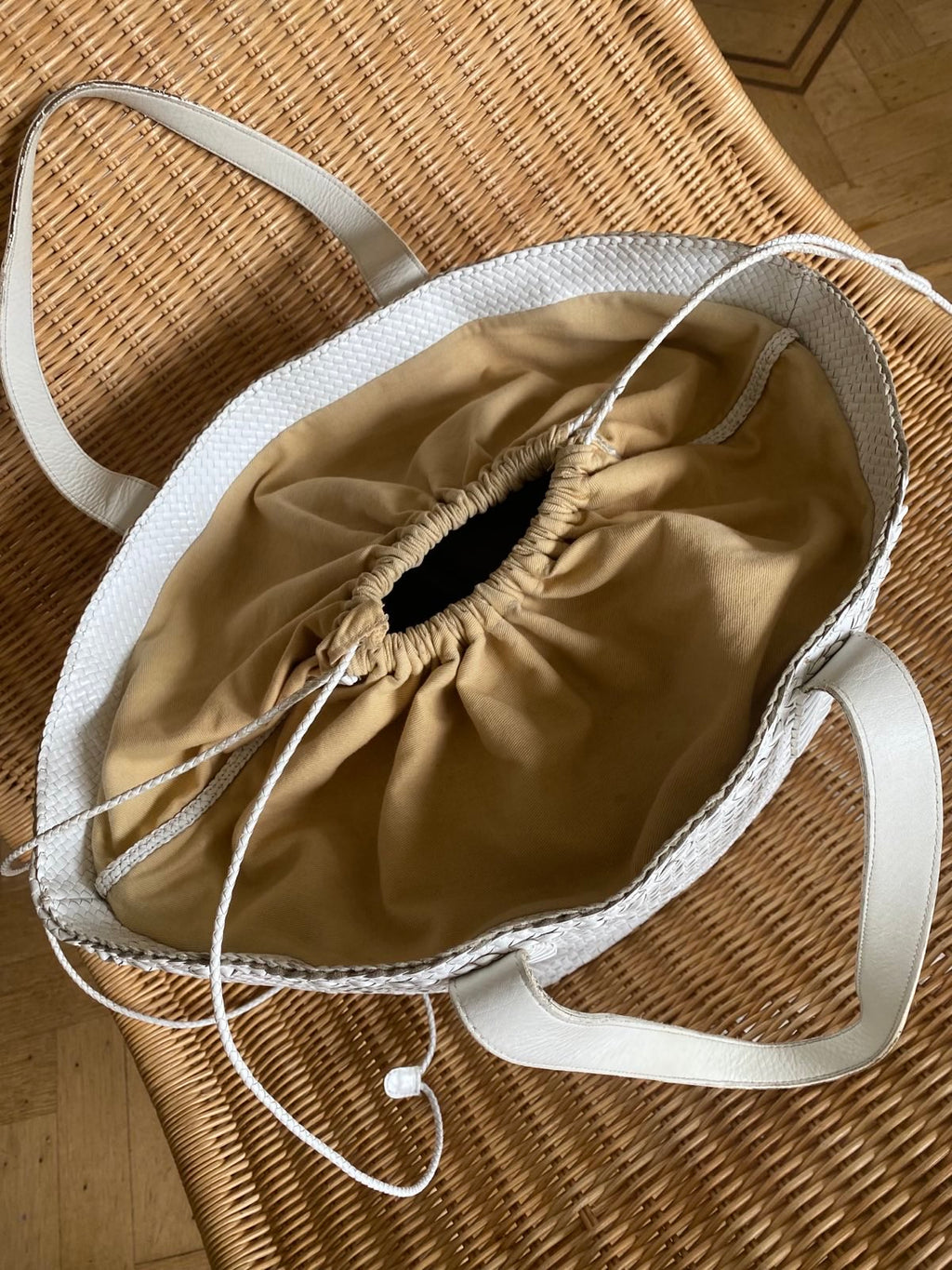 Large braided leather bag