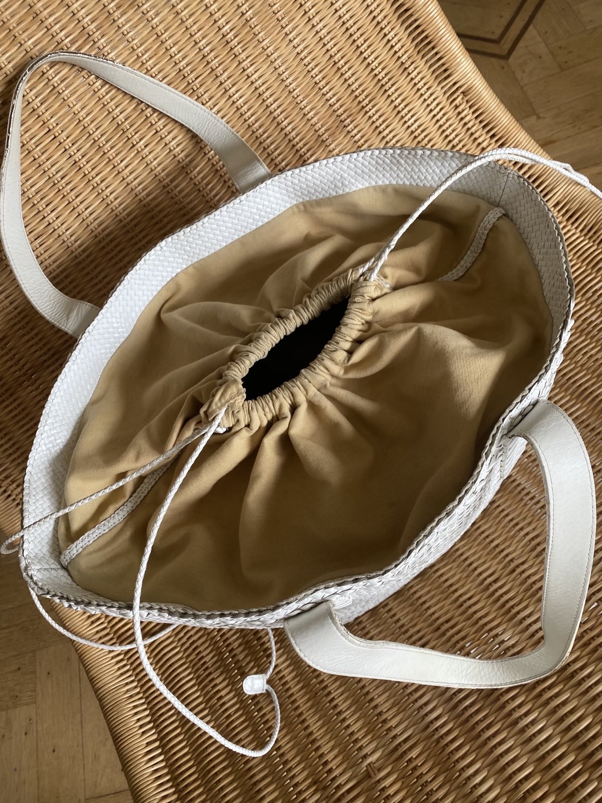 Large braided leather bag