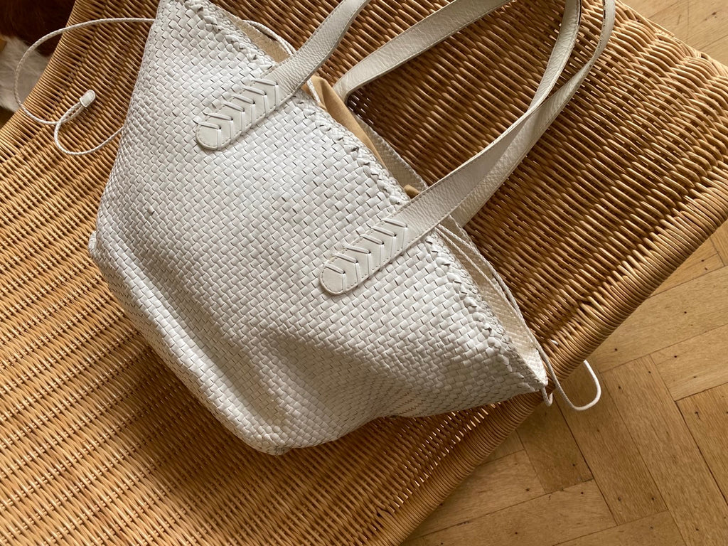 Large braided leather bag