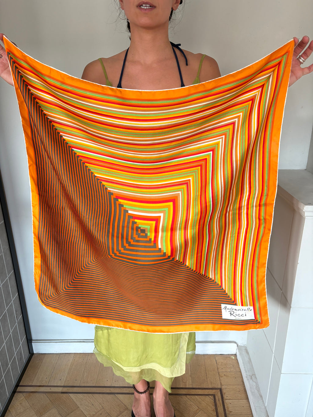 Nina Ricci silk striped scarf