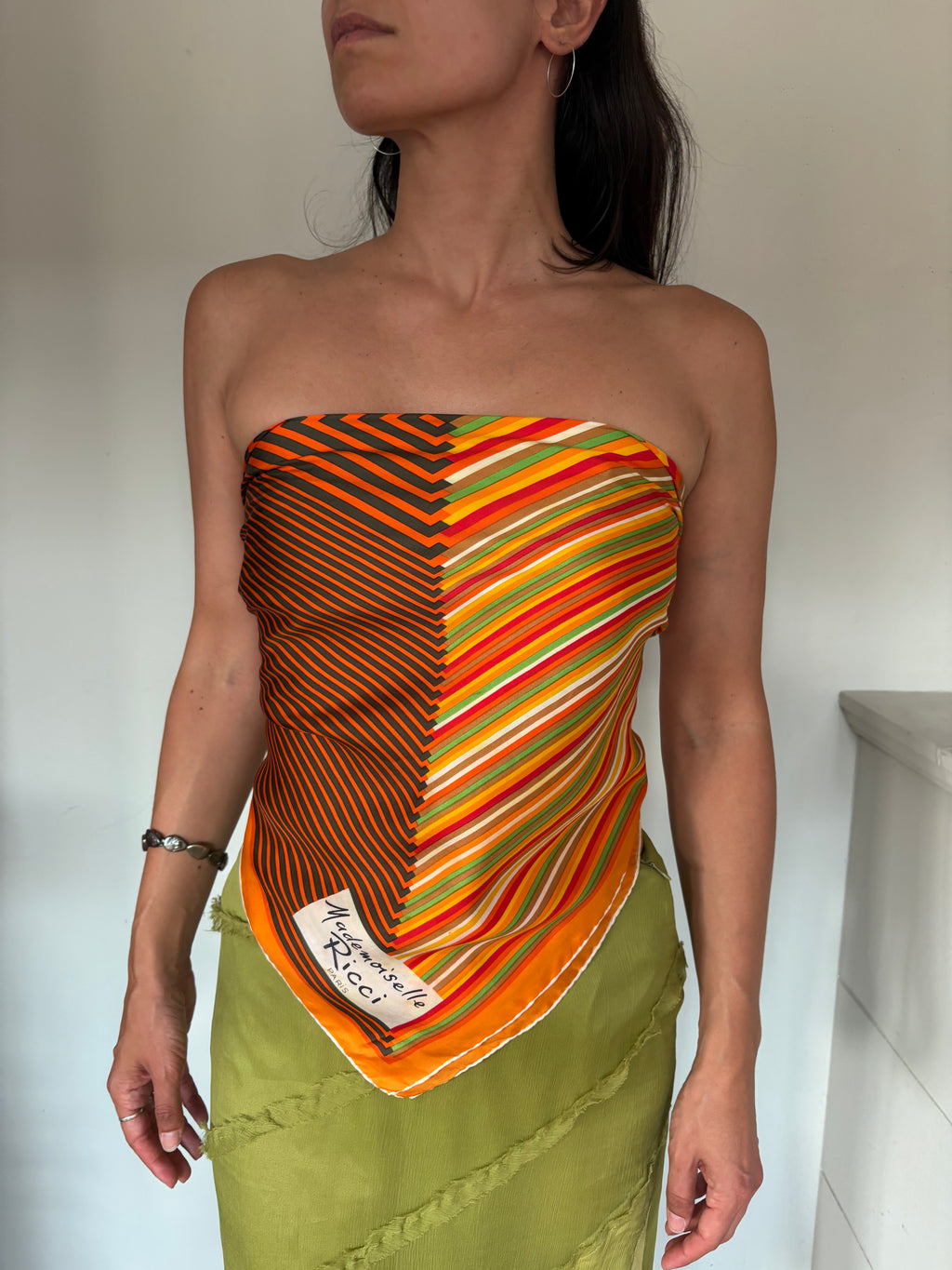 Nina Ricci silk striped scarf