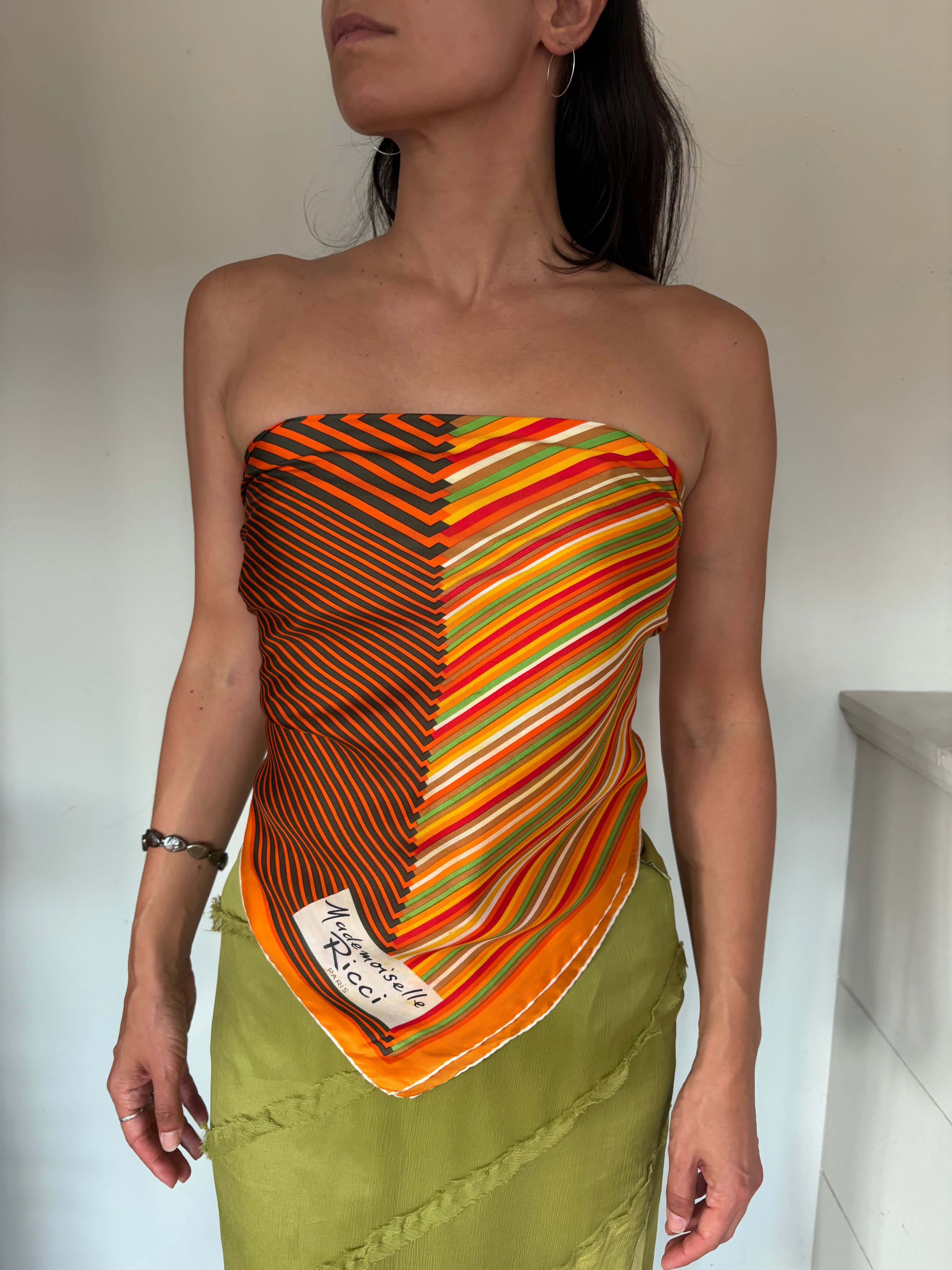 Nina Ricci silk striped scarf