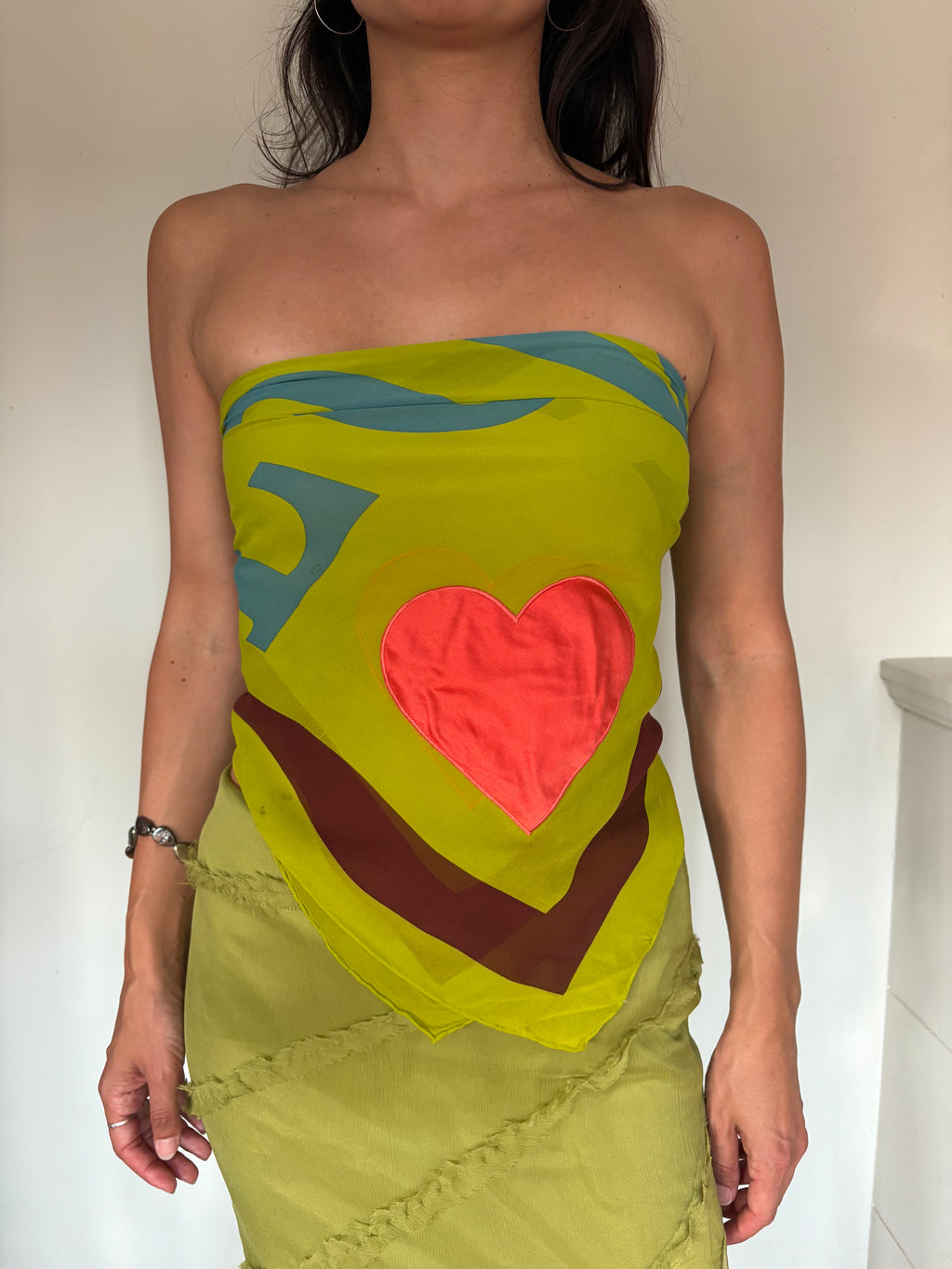 Moschino green silk scarf