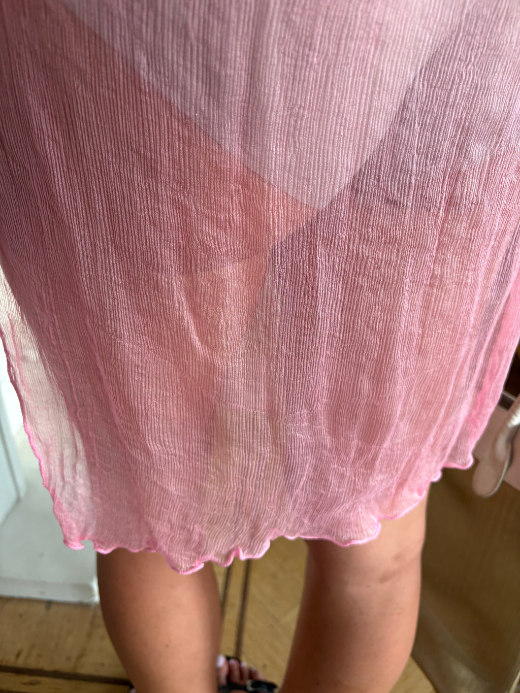 Pink silk chiffon dress