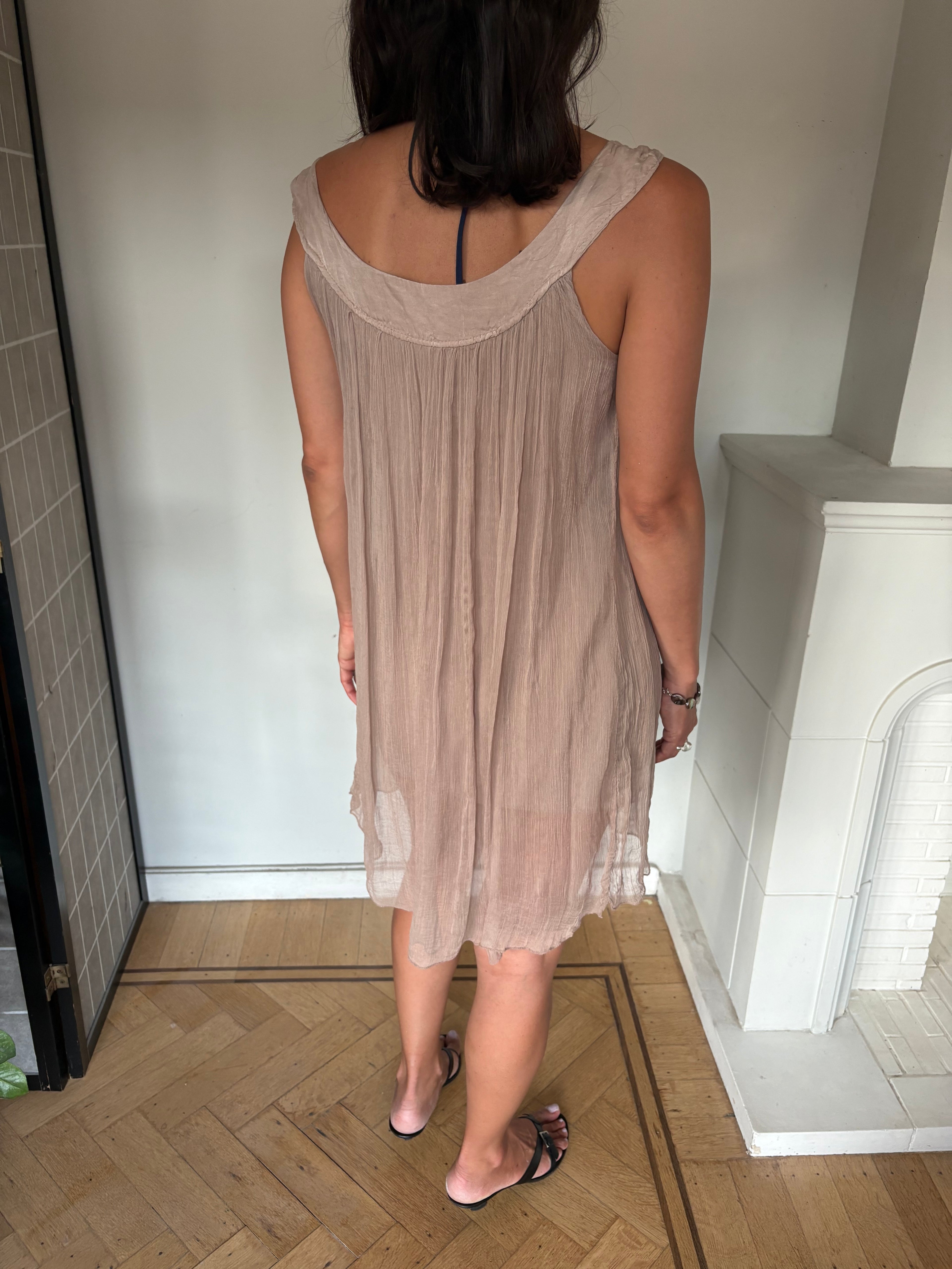 Taupe silk chiffon tunic