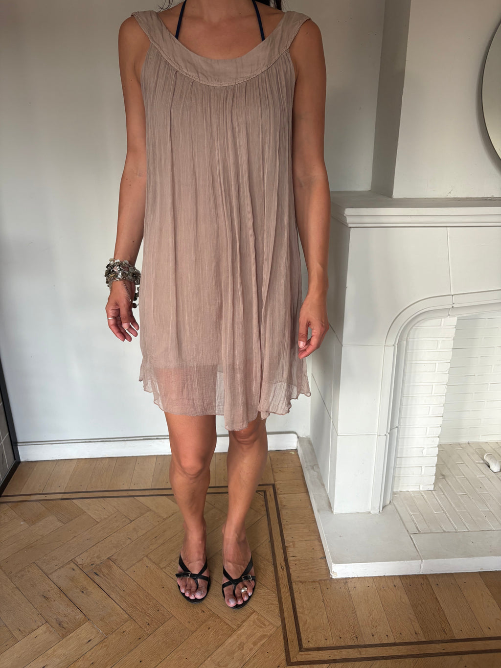 Taupe silk chiffon tunic