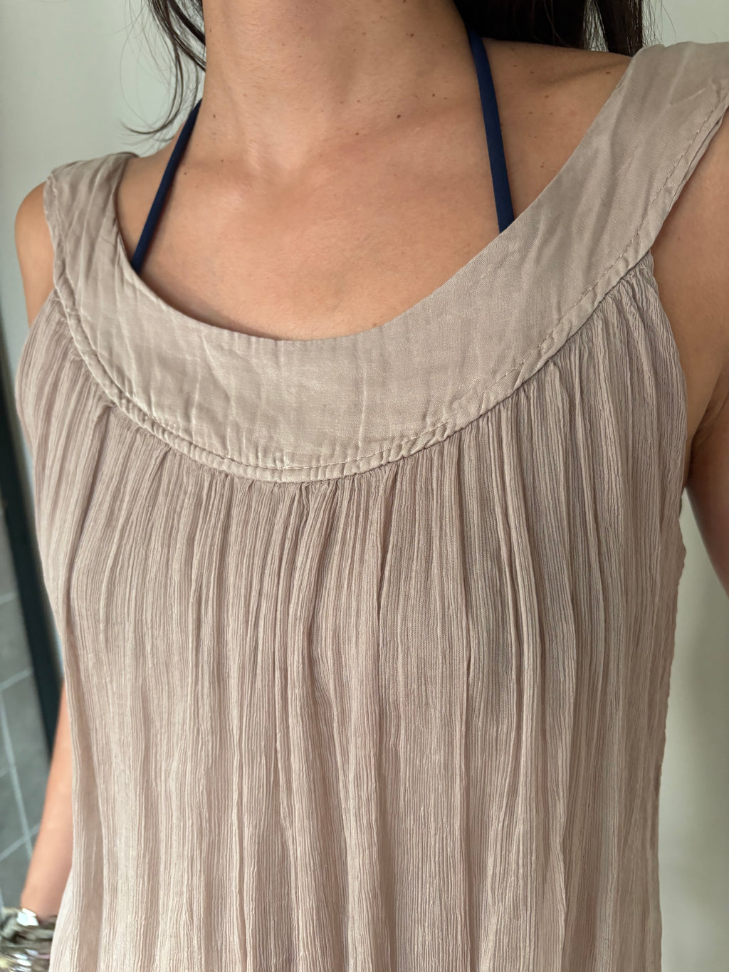 Taupe silk chiffon tunic
