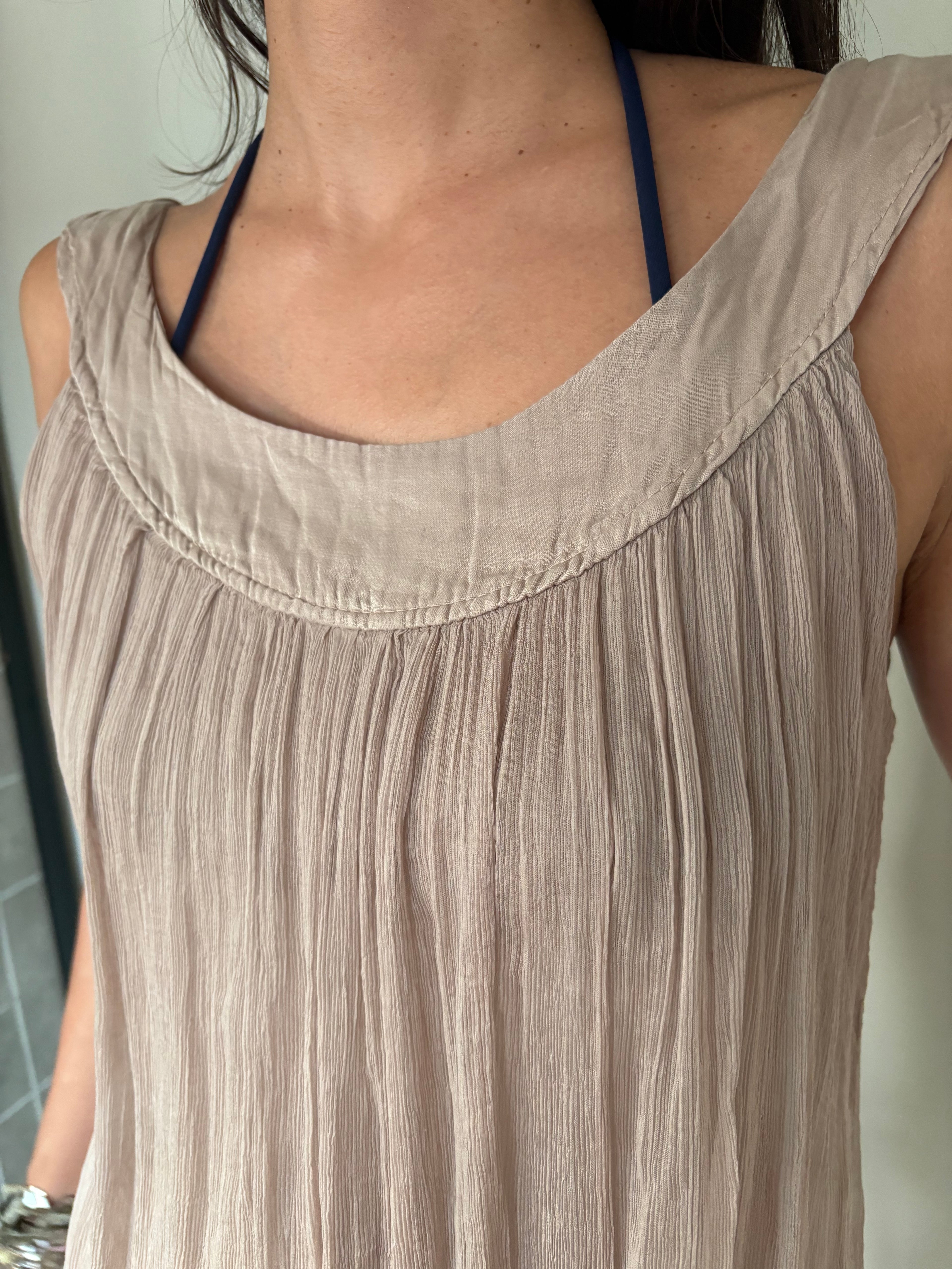 Taupe silk chiffon tunic