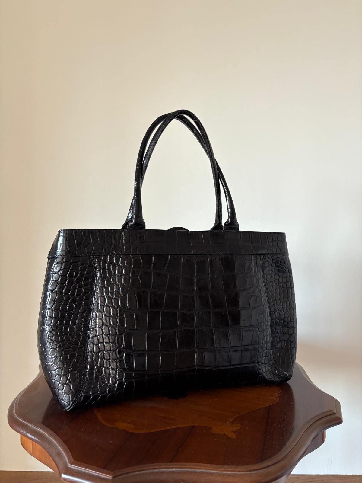 Furla Crocodile Embossed Leather Bag