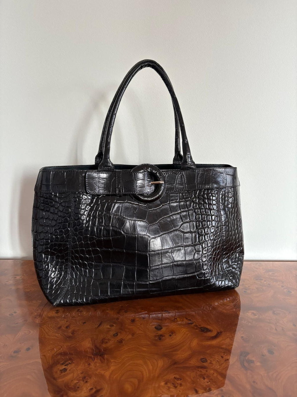 Furla Crocodile Embossed Leather Bag