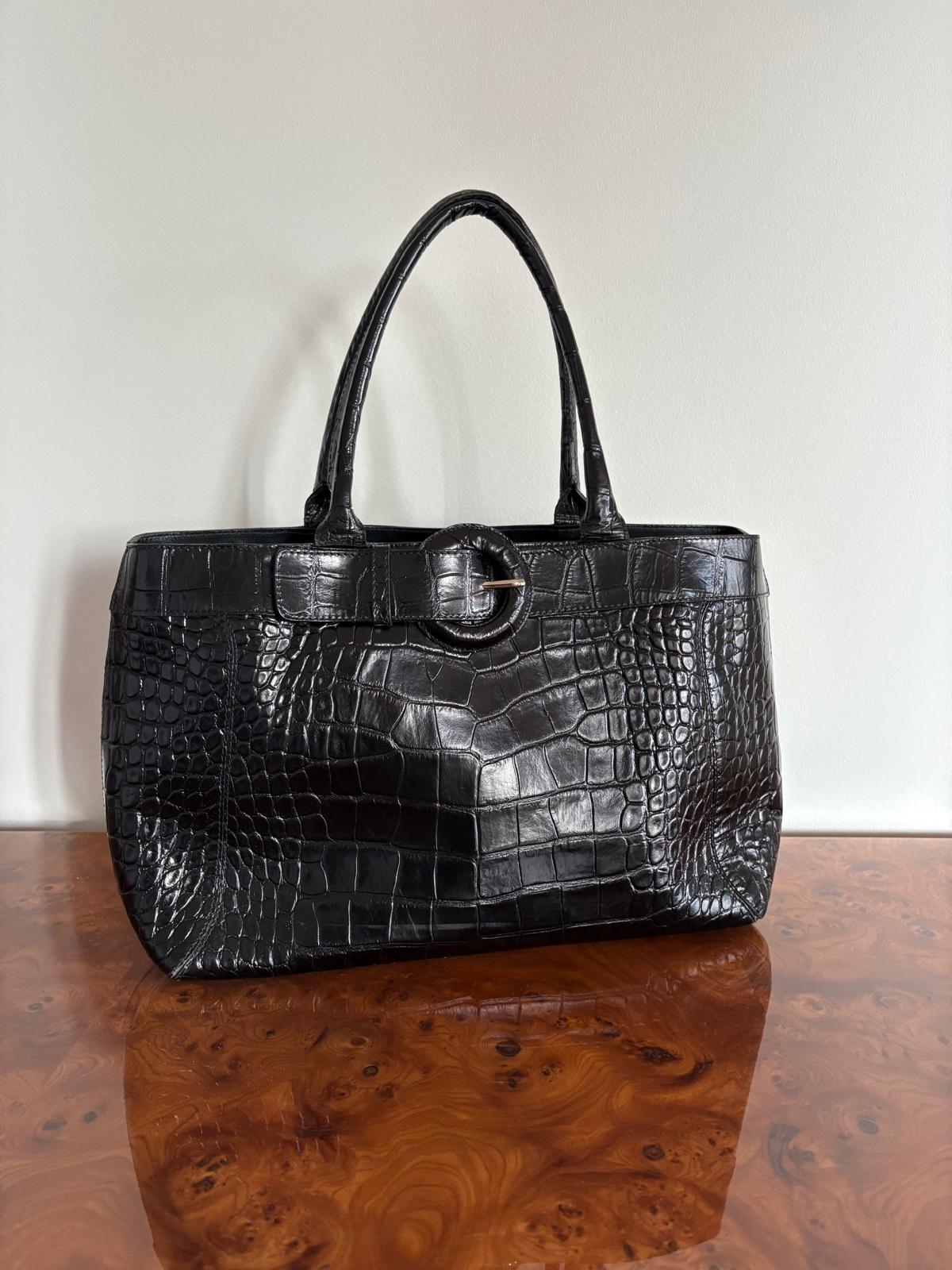 Furla Crocodile Embossed Leather Bag