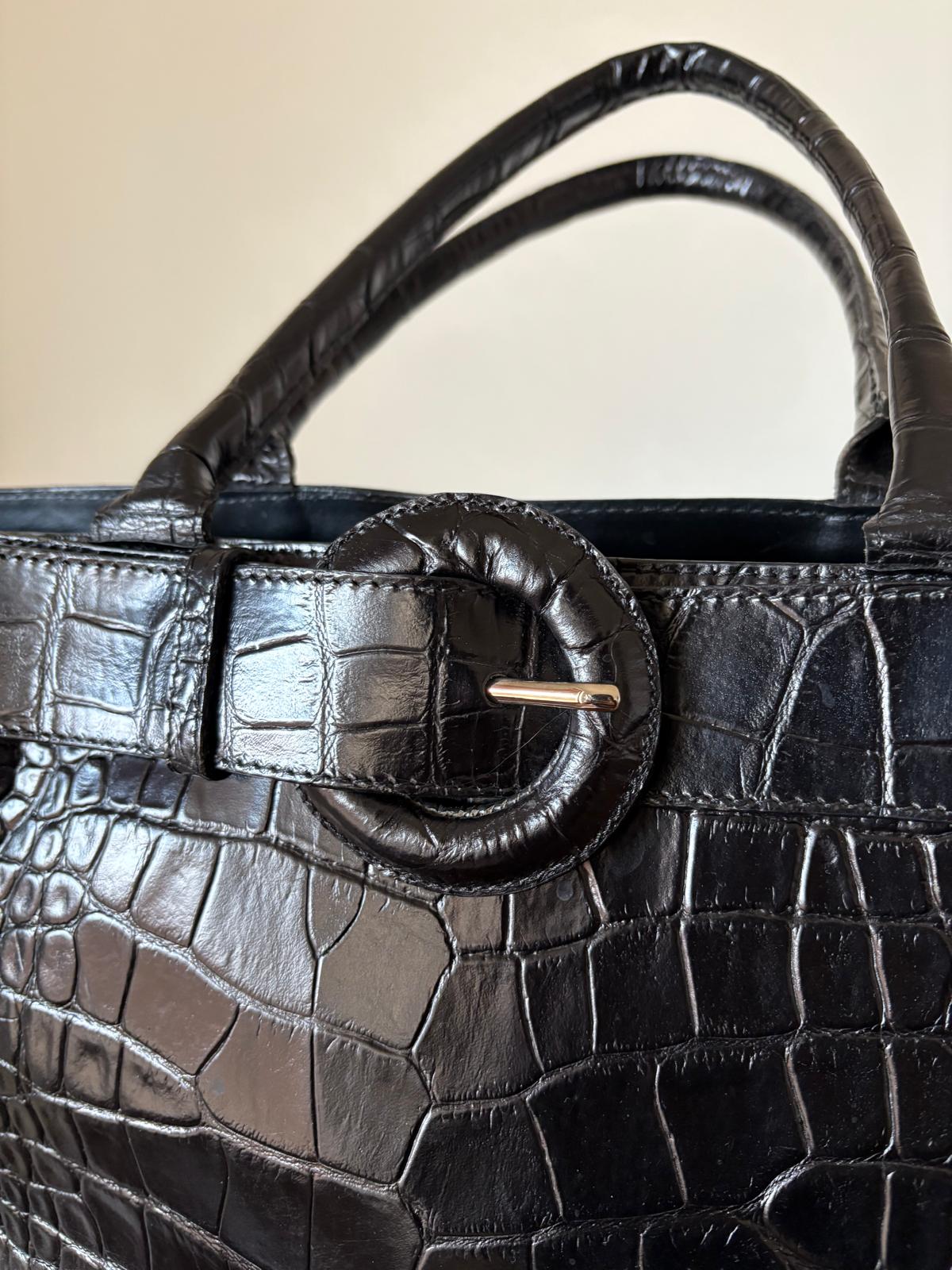 Furla Crocodile Embossed Leather Bag