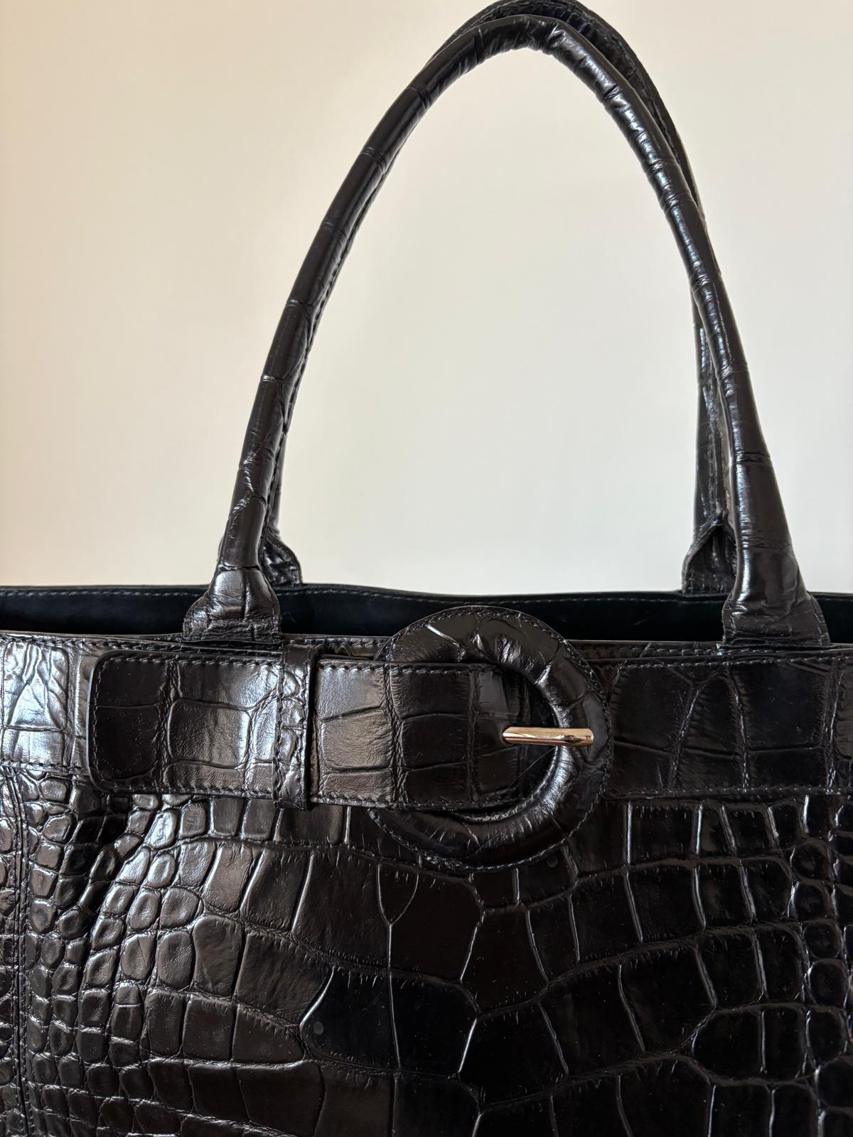 Furla Crocodile Embossed Leather Bag